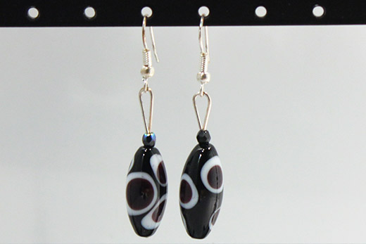 Boucles d'oreilles Bulle Noir Blanc Et Prune