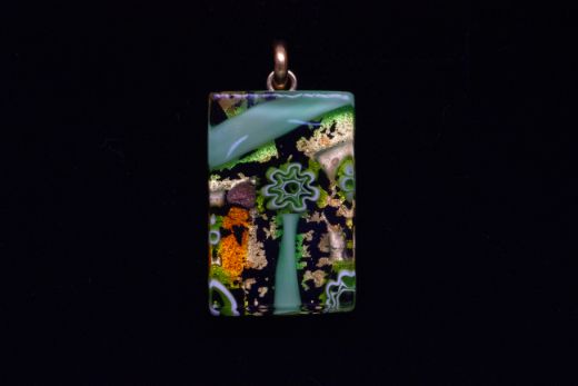 Pendentif Elisa Vert Prairie Et Orange
