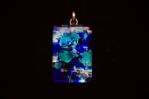 Pendentif Elisa Tacheté Bleu Azur et Bleu Saphir
