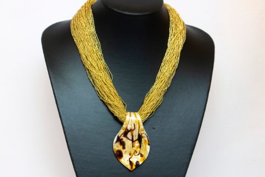 Collier Lingua Marron et Or