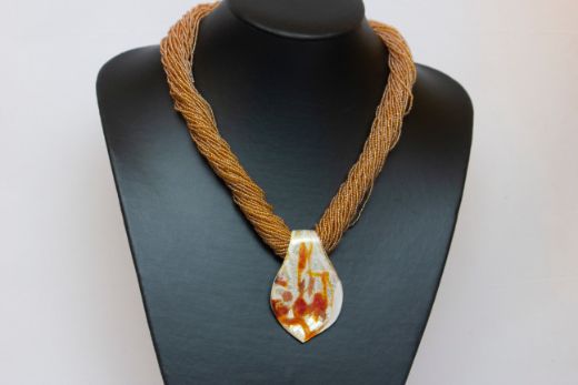 Collier Lingua Rouge Et Orange