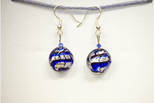 Boucles d'oreilles Treccia Bleu Zebré Prune