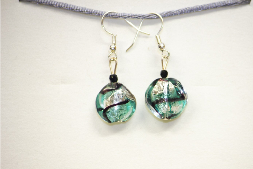 Boucles d'oreilles Treccia Bleu Zebré Prune