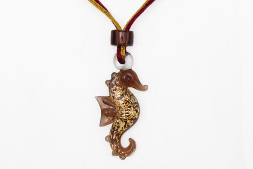 Pendentif Hippocampe Doré et Chocolat