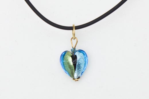 Pendentif Petit Coeur Bleu Or et Argent