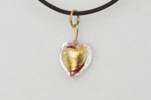Pendentif Petit Coeur Rouge Or et Argent