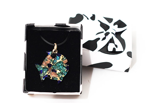 Pendentif Poisson Bleu Saphir Et Turquoise
