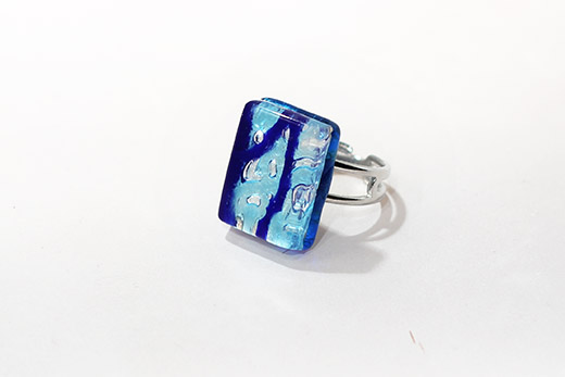 Bague Camillia Bleu Et Azurin Zébré