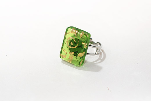 Bague Camillia Vert Prairie Arabesques Or