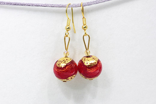 Boucles d'oreilles Palla Rouge Et Or