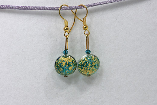 Boucles d'oreilles Sole Bleu Lagon Pailleté Or