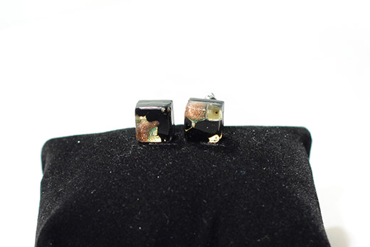 Boucles d'oreilles Clou Noire Et Vert