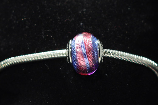 Perle Ronde Bleu Maya Et Rose Rayé