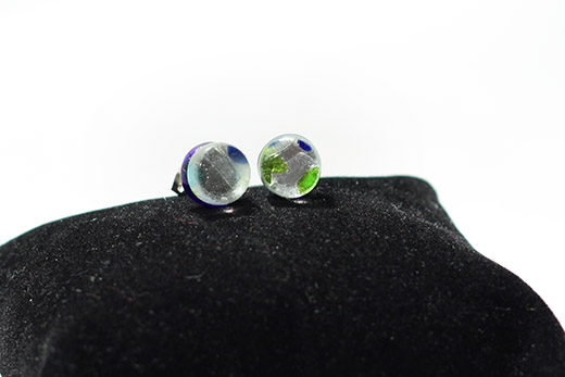 Boucles d'oreilles Tacheté Bleu Saphir Et Vert Pomme