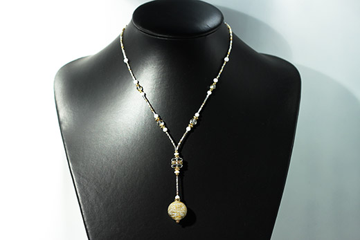 Collier San Marco Blanc Pailleté Or