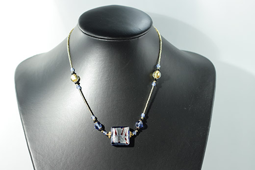 Collier Eva Bleu Givré Et Or