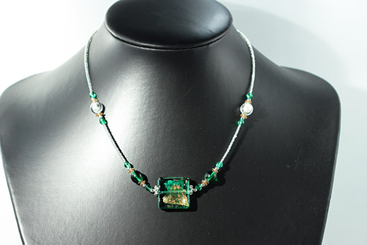 Collier Eva Vert Et Argent