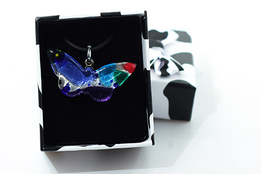 Pendentif Papillon Multicolore Bleu