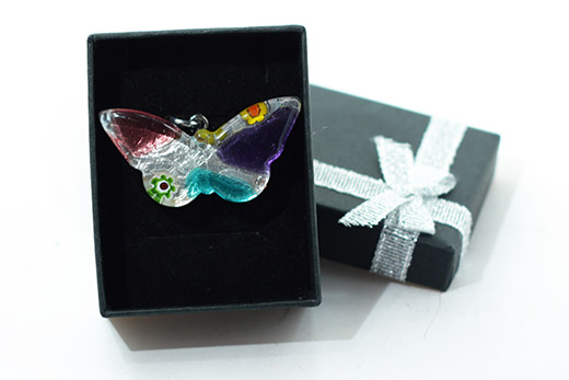 Pendentif Papillon Multicolore Violet