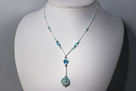 Collier San Marco Argent et Ruban Bleu
